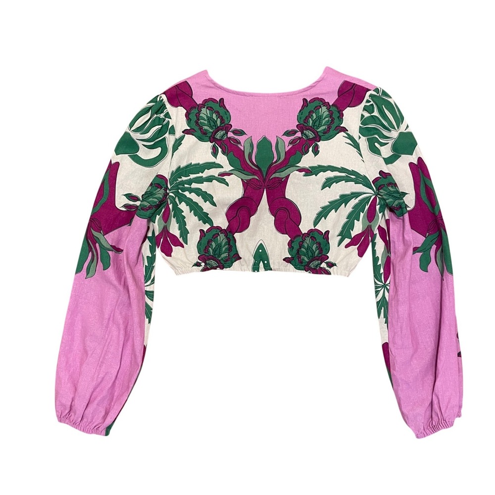 Caroline Constas 2 Piece Crop Top & Midi Skirt Set NWT Pink Green Medium - Picture 5 of 10
